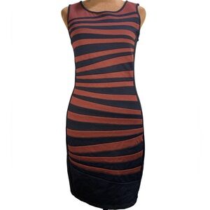INC International Concepts Black & Burgundy Striped Mini Dress | Petite Small